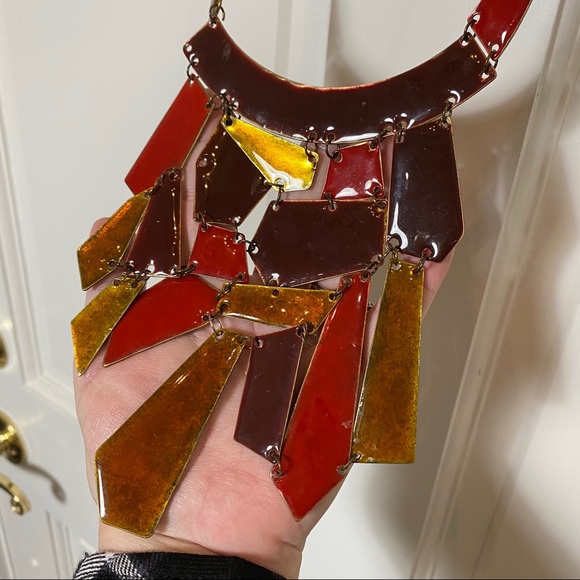 Fashion Jewelry Jewelry - BOHO Tribal Bib Statement Necklace Amber metal pcs